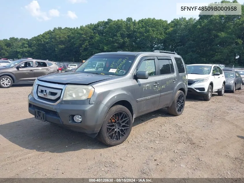 2009 Honda Pilot Ex-L VIN: 5FNYF48509B000958 Lot: 40120630