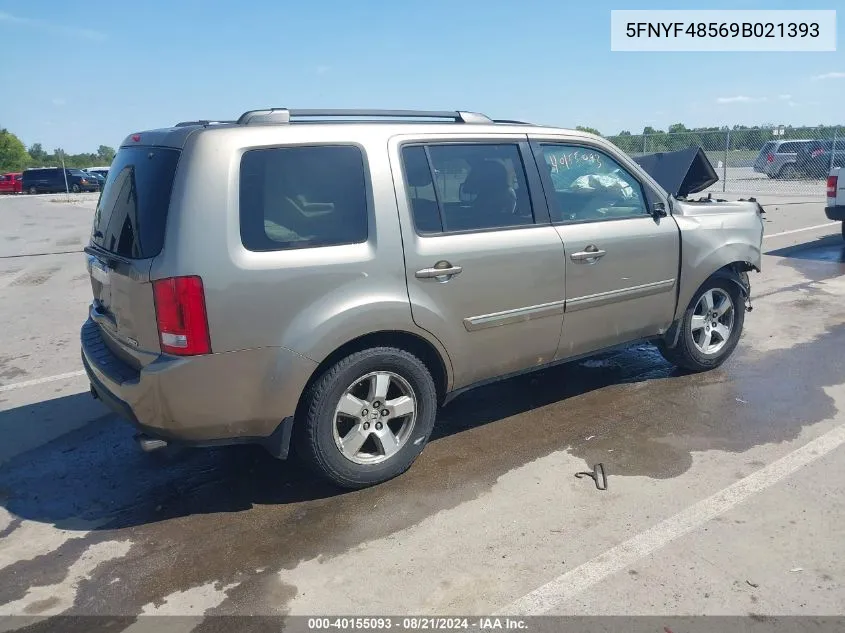 2009 Honda Pilot Ex-L VIN: 5FNYF48569B021393 Lot: 40155093