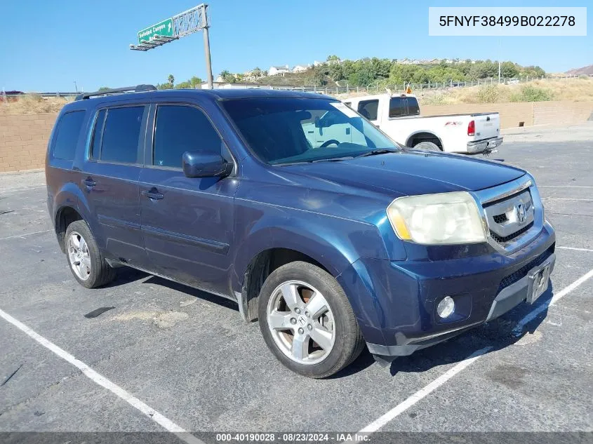 5FNYF38499B022278 2009 Honda Pilot Ex