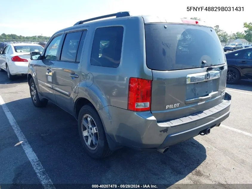 2009 Honda Pilot Touring VIN: 5FNYF48829B031431 Lot: 40207478