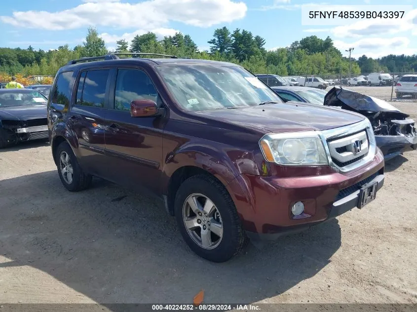 2009 Honda Pilot Ex-L VIN: 5FNYF48539B043397 Lot: 40224252