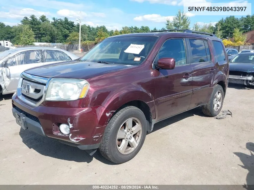 5FNYF48539B043397 2009 Honda Pilot Ex-L