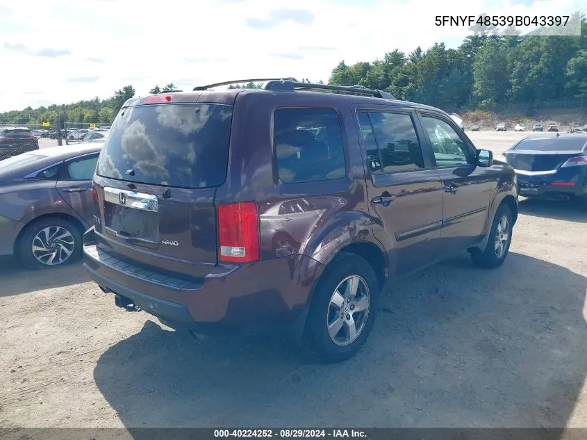 5FNYF48539B043397 2009 Honda Pilot Ex-L