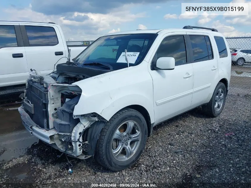 2009 Honda Pilot Ex-L VIN: 5FNYF385X9B015199 Lot: 40282458