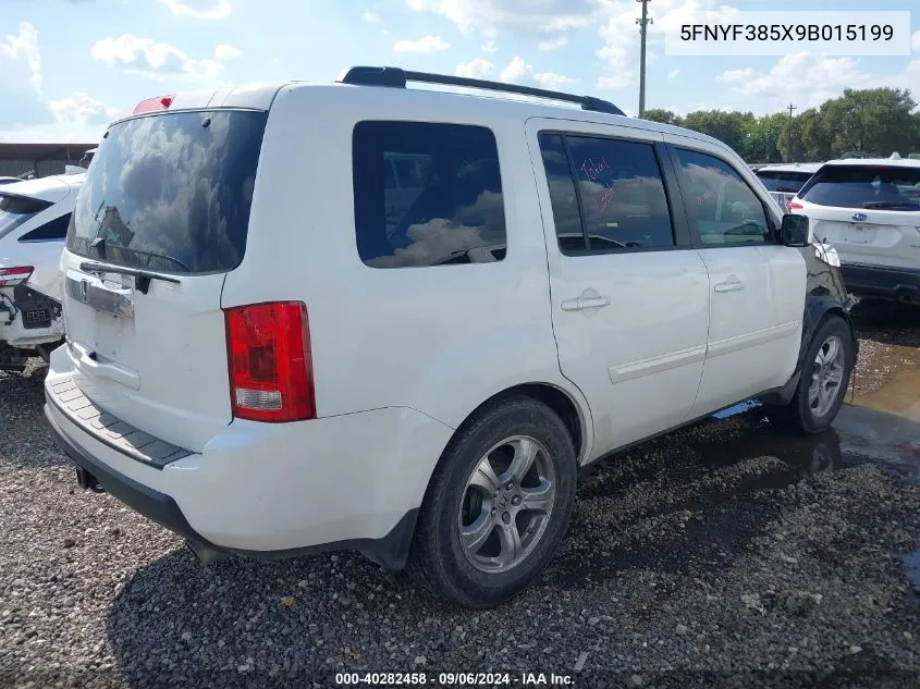 2009 Honda Pilot Ex-L VIN: 5FNYF385X9B015199 Lot: 40282458