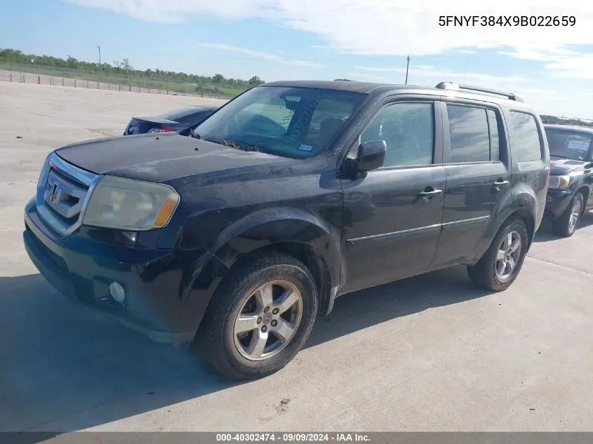 2009 Honda Pilot Ex VIN: 5FNYF384X9B022659 Lot: 40302474