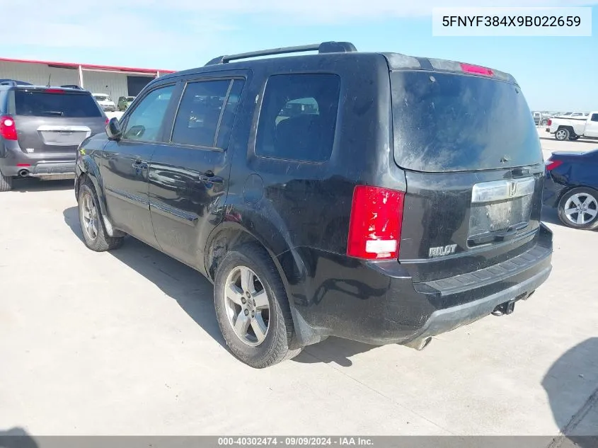 5FNYF384X9B022659 2009 Honda Pilot Ex