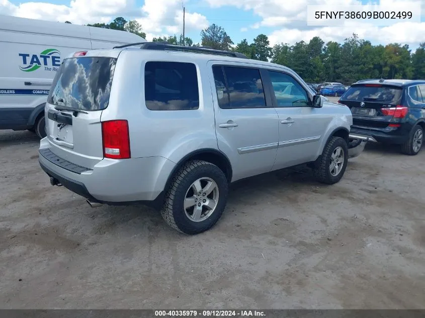 2009 Honda Pilot Ex-L VIN: 5FNYF38609B002499 Lot: 40335979