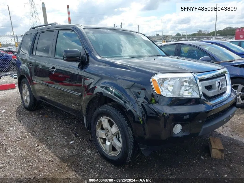 2009 Honda Pilot Ex-L VIN: 5FNYF48509B043809 Lot: 40348780