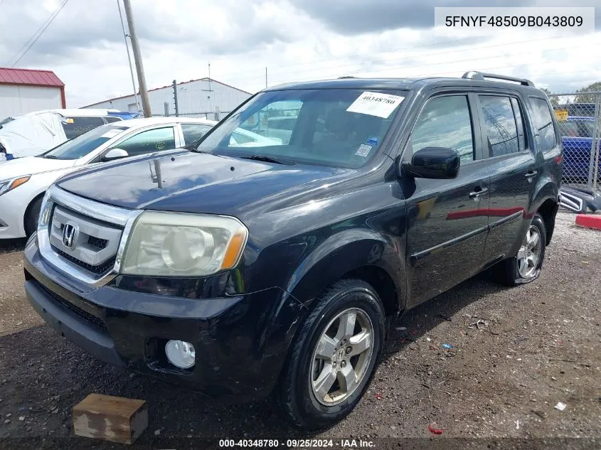 2009 Honda Pilot Ex-L VIN: 5FNYF48509B043809 Lot: 40348780