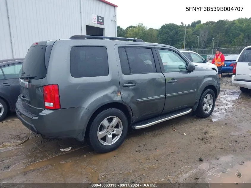 2009 Honda Pilot Ex-L VIN: 5FNYF38539B004707 Lot: 40363313