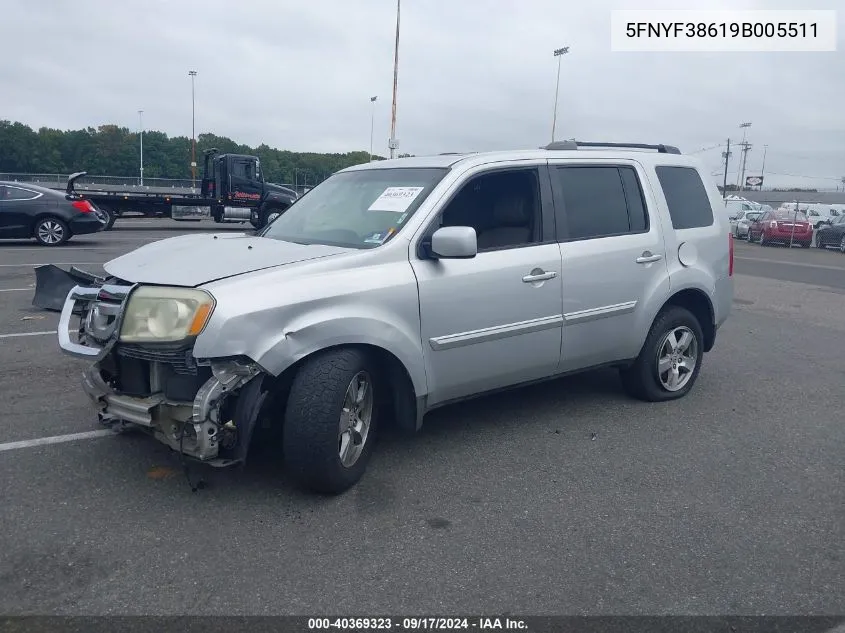 2009 Honda Pilot Ex-L VIN: 5FNYF38619B005511 Lot: 40369323