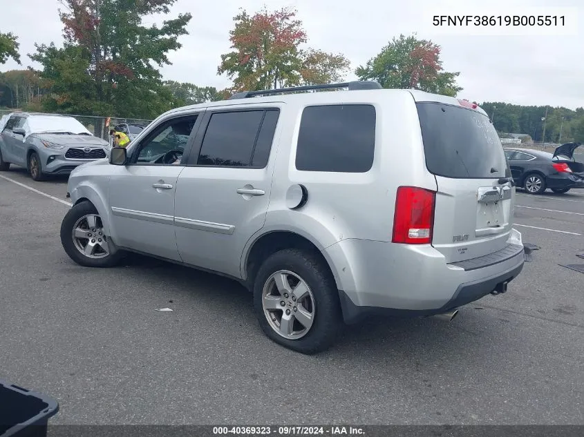 5FNYF38619B005511 2009 Honda Pilot Ex-L