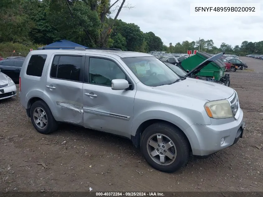 2009 Honda Pilot Touring VIN: 5FNYF48959B020092 Lot: 40372284