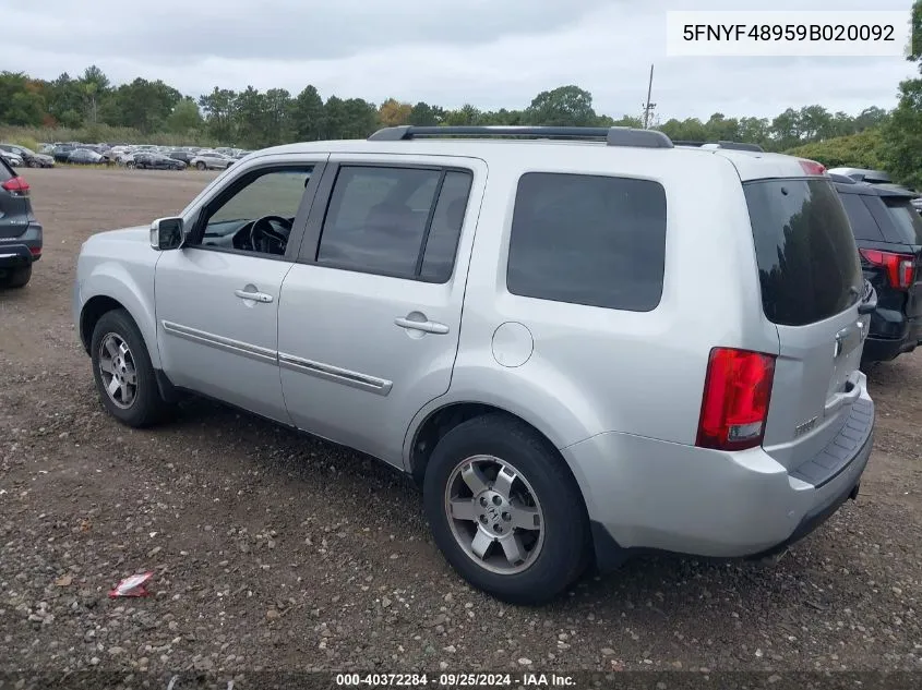 2009 Honda Pilot Touring VIN: 5FNYF48959B020092 Lot: 40372284