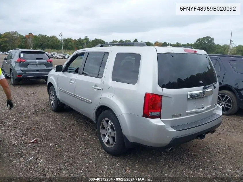 2009 Honda Pilot Touring VIN: 5FNYF48959B020092 Lot: 40372284