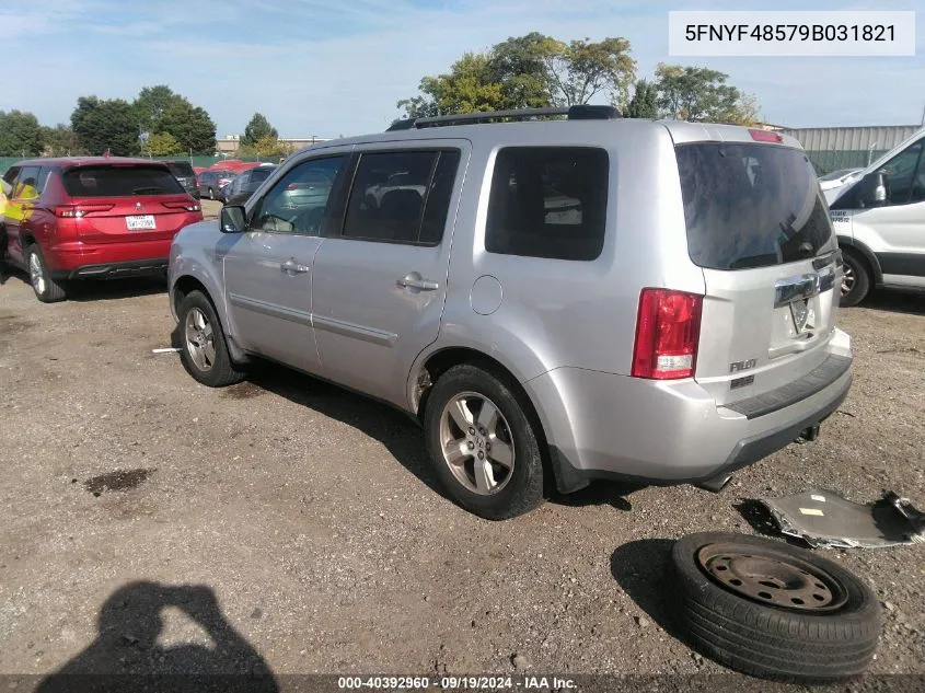 2009 Honda Pilot Ex-L VIN: 5FNYF48579B031821 Lot: 40392960