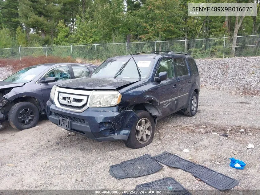 2009 Honda Pilot Touring VIN: 5FNYF489X9B016670 Lot: 40408065