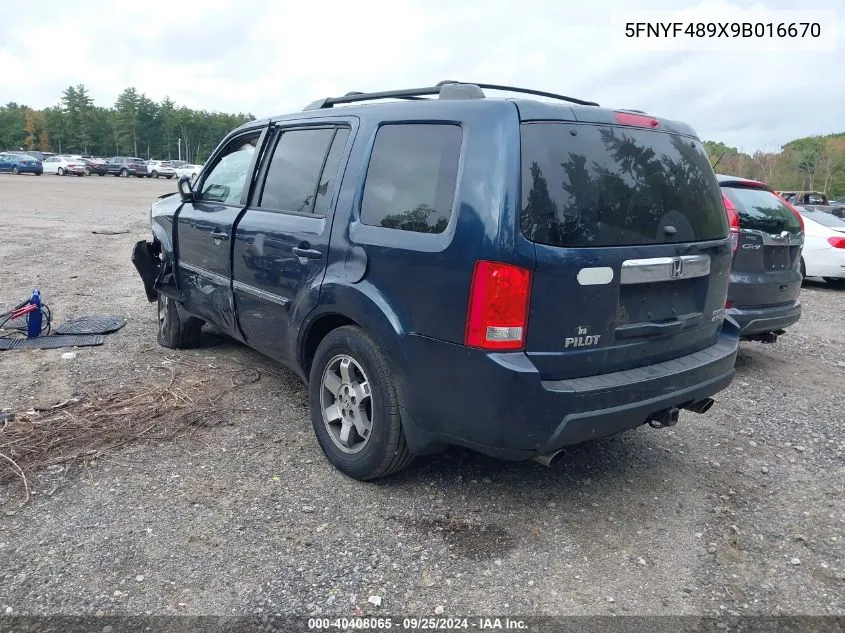 2009 Honda Pilot Touring VIN: 5FNYF489X9B016670 Lot: 40408065