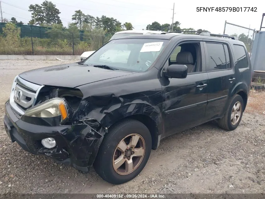 2009 Honda Pilot Ex-L VIN: 5FNYF48579B017742 Lot: 40409152