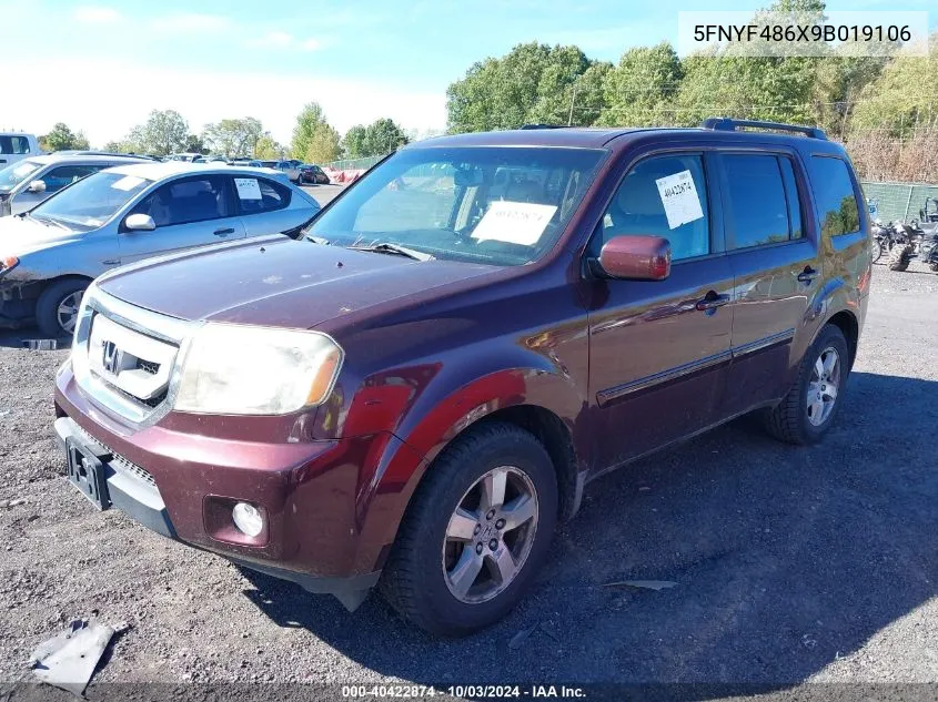 5FNYF486X9B019106 2009 Honda Pilot Ex-L