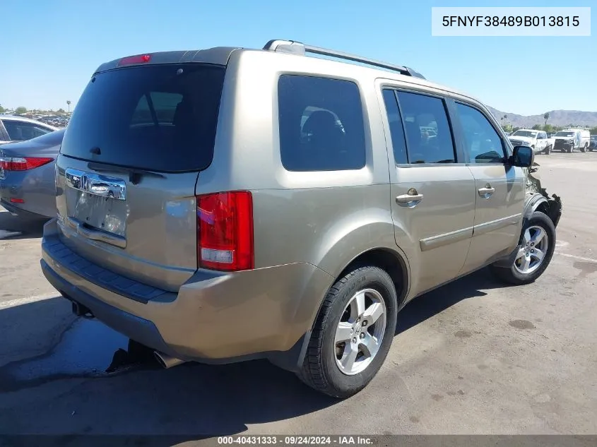 2009 Honda Pilot Ex VIN: 5FNYF38489B013815 Lot: 40431333