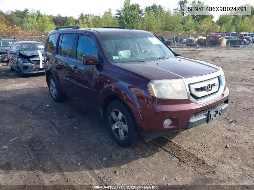 2009 Honda Pilot Ex-L VIN: 5FNYF486X9B024791 Lot: 40441620