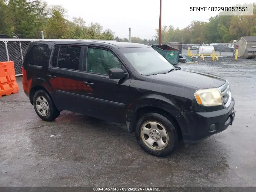 2009 Honda Pilot Lx VIN: 5FNYF48229B052551 Lot: 40457343