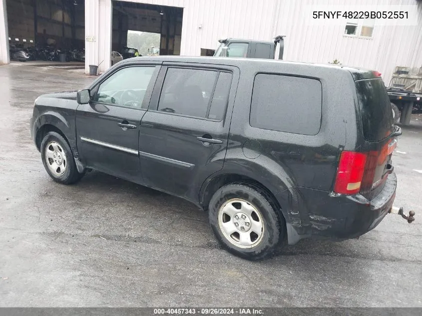 2009 Honda Pilot Lx VIN: 5FNYF48229B052551 Lot: 40457343