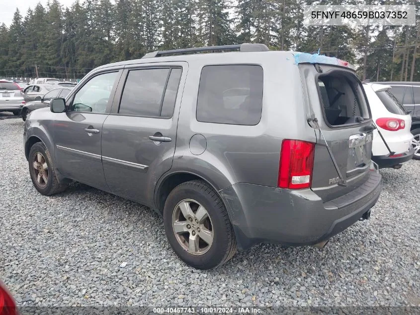 2009 Honda Pilot Ex-L VIN: 5FNYF48659B037352 Lot: 40457743