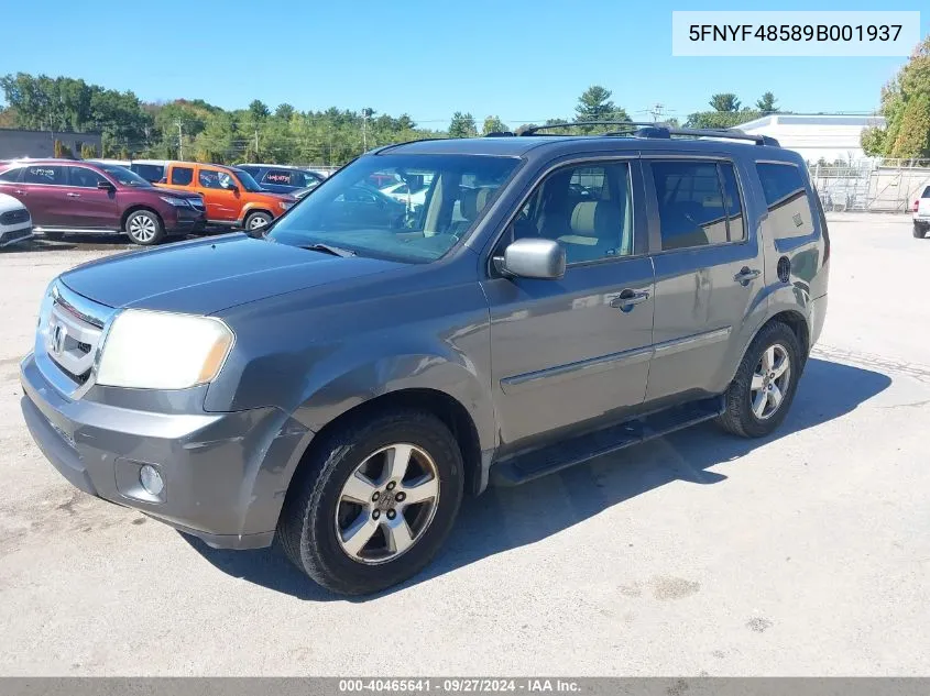 2009 Honda Pilot Ex-L VIN: 5FNYF48589B001937 Lot: 40465641