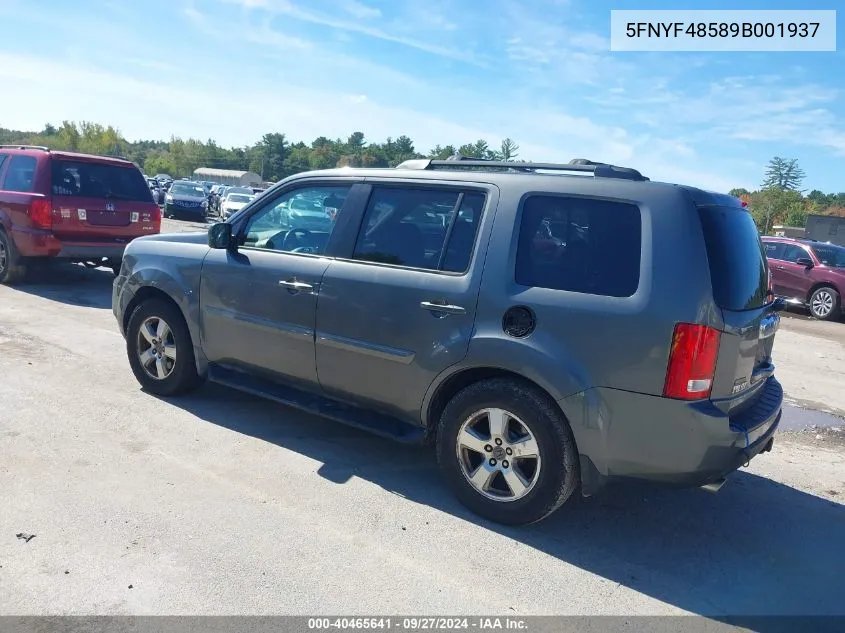 2009 Honda Pilot Ex-L VIN: 5FNYF48589B001937 Lot: 40465641