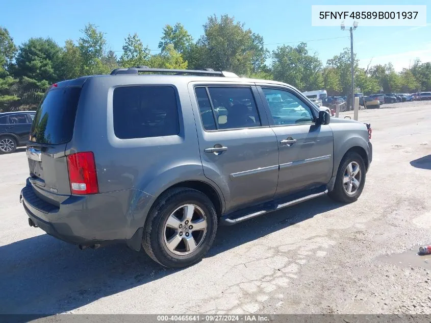 2009 Honda Pilot Ex-L VIN: 5FNYF48589B001937 Lot: 40465641