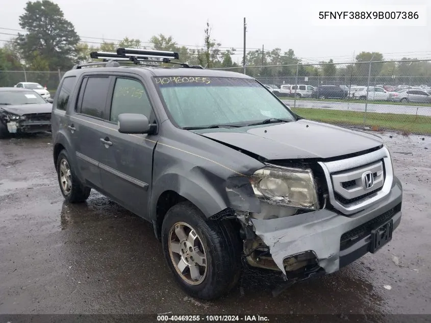 2009 Honda Pilot Touring VIN: 5FNYF388X9B007386 Lot: 40469255