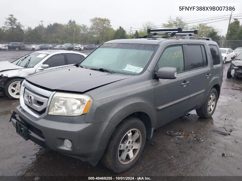 2009 Honda Pilot Touring VIN: 5FNYF388X9B007386 Lot: 40469255