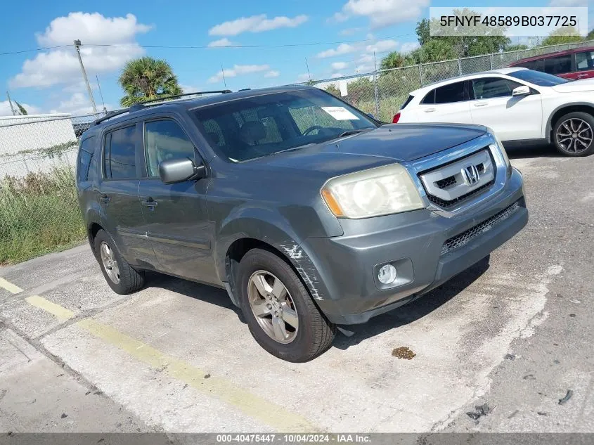 5FNYF48589B037725 2009 Honda Pilot Exl