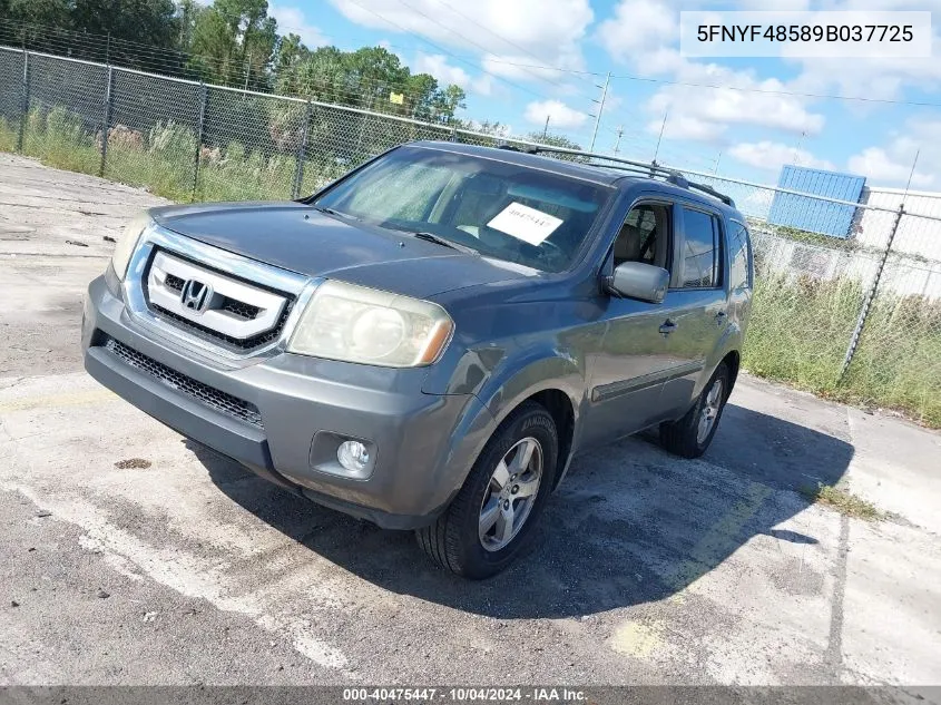 2009 Honda Pilot Exl VIN: 5FNYF48589B037725 Lot: 40475447