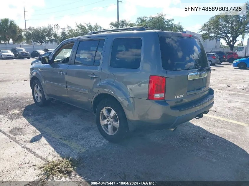 2009 Honda Pilot Exl VIN: 5FNYF48589B037725 Lot: 40475447