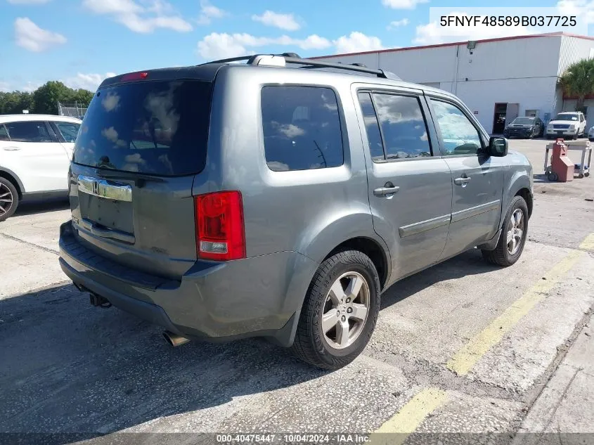 2009 Honda Pilot Exl VIN: 5FNYF48589B037725 Lot: 40475447