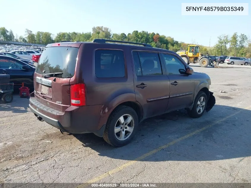 2009 Honda Pilot Ex-L VIN: 5FNYF48579B035349 Lot: 40498529