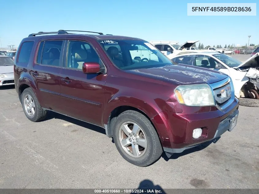 5FNYF48589B028636 2009 Honda Pilot Ex-L