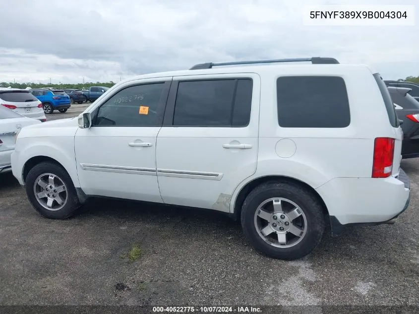 2009 Honda Pilot Touring VIN: 5FNYF389X9B004304 Lot: 40522775