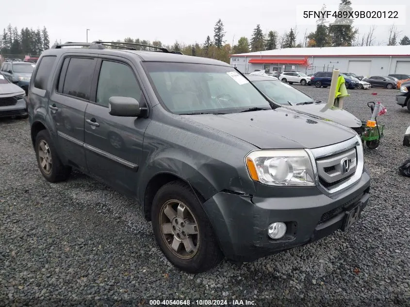 2009 Honda Pilot Touring VIN: 5FNYF489X9B020122 Lot: 40540648