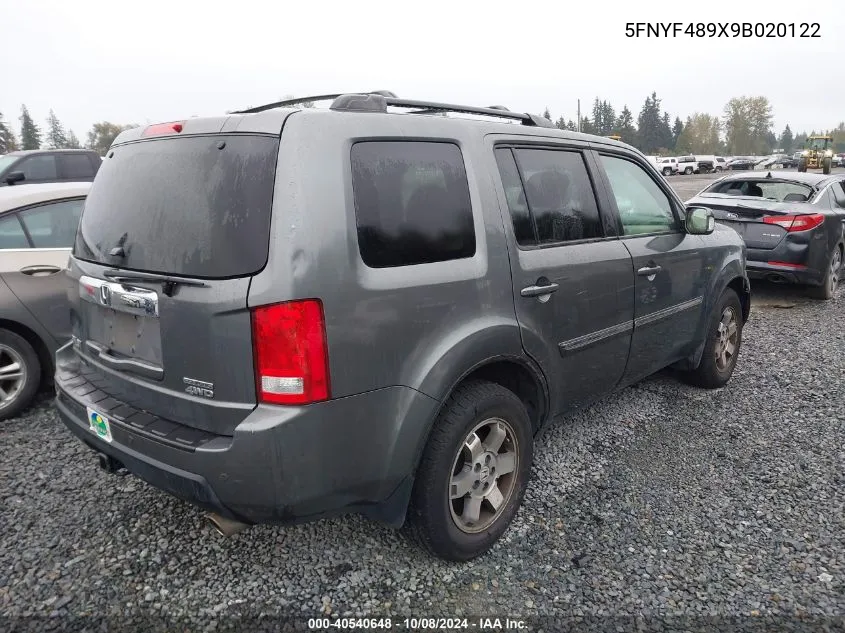 2009 Honda Pilot Touring VIN: 5FNYF489X9B020122 Lot: 40540648