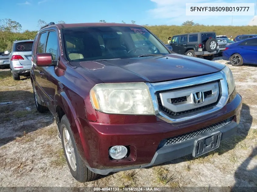 2009 Honda Pilot Ex-L VIN: 5FNYF38509B019777 Lot: 40541133