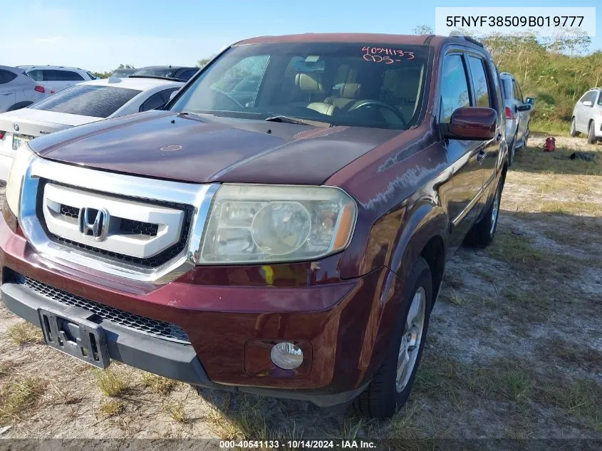 2009 Honda Pilot Ex-L VIN: 5FNYF38509B019777 Lot: 40541133