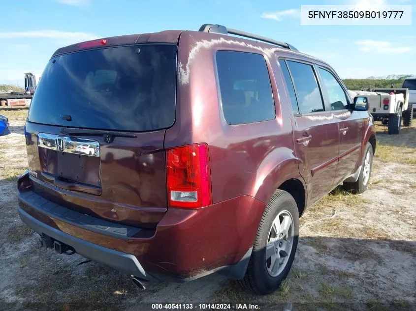 2009 Honda Pilot Ex-L VIN: 5FNYF38509B019777 Lot: 40541133