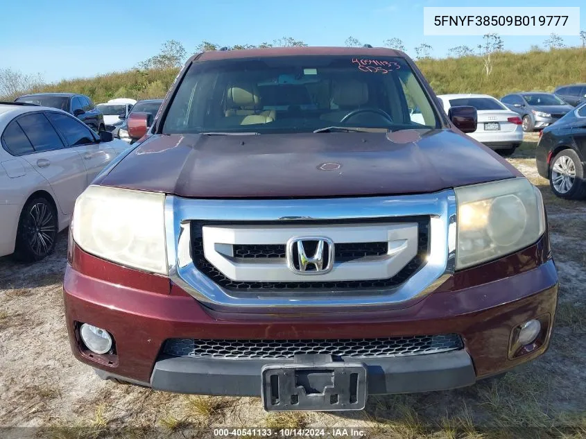 2009 Honda Pilot Ex-L VIN: 5FNYF38509B019777 Lot: 40541133