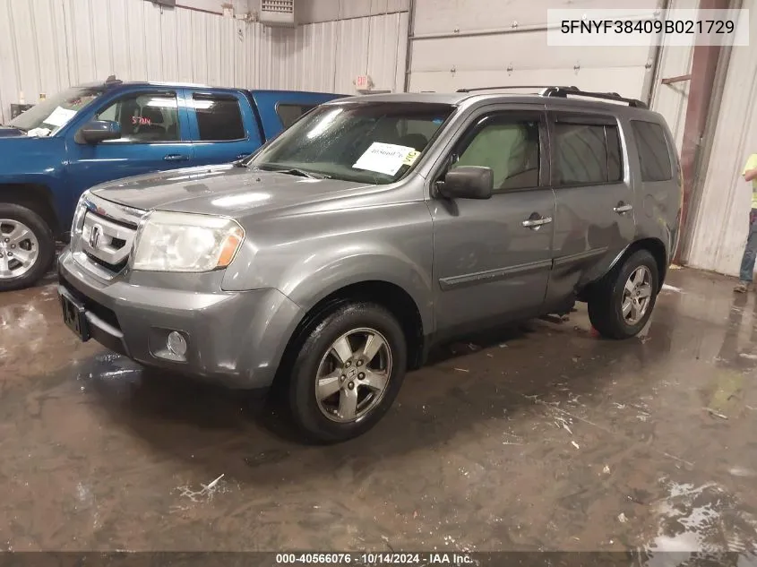 5FNYF38409B021729 2009 Honda Pilot Ex