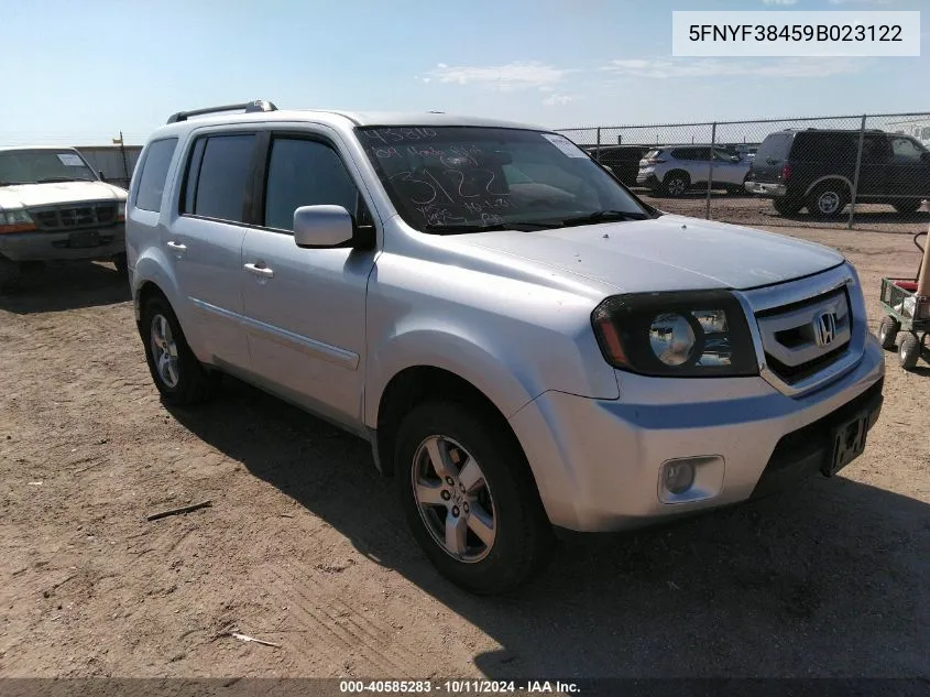 2009 Honda Pilot Ex VIN: 5FNYF38459B023122 Lot: 40585283